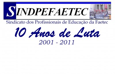 Logo branco Sindpefaetec 10 anos de luta