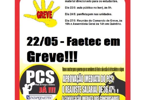 Faetec em greve Calendário Maio 2013